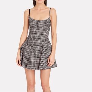 Alexander Wang tweed flared mini dress black and white